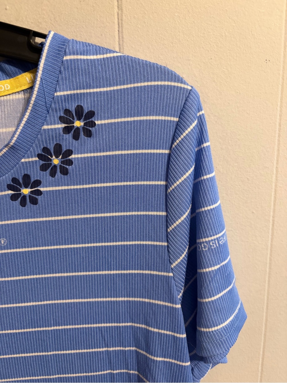 Life is Good Blue Striped Short Sleeve Pajama Set - Picture 3 of 9